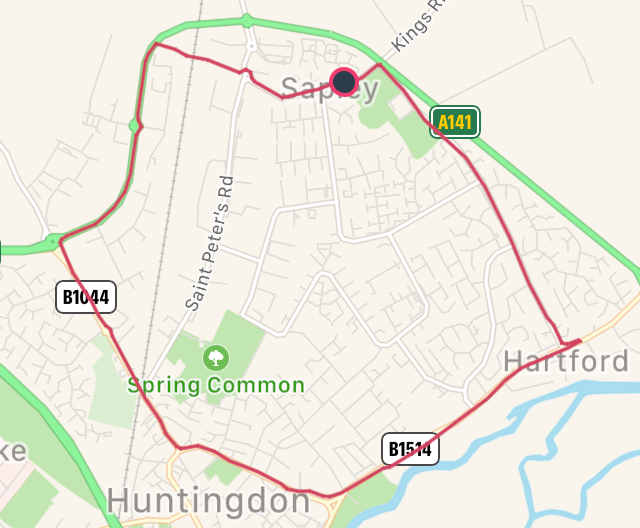 A map from Fitbit of my run