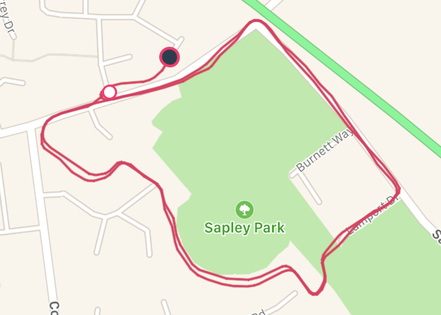 A map from Fitbit of my run