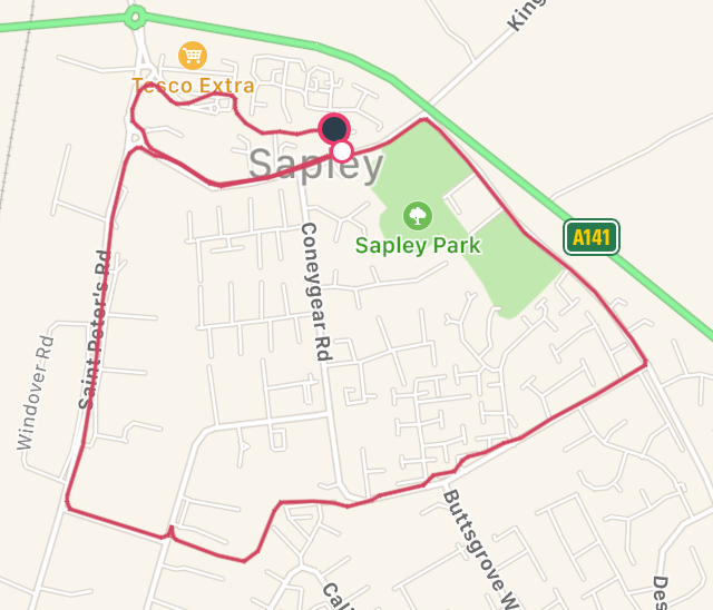 A map from Fitbit of my run