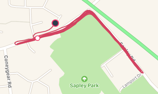 A map from Fitbit of my run