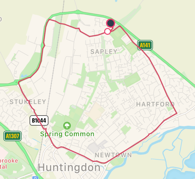 A map from Fitbit of my run