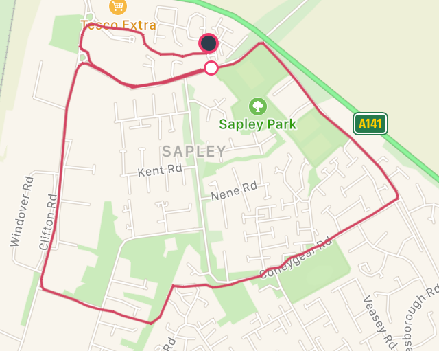 A map from Fitbit of my run