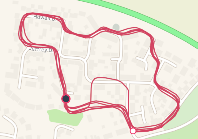 A map from Fitbit of my run