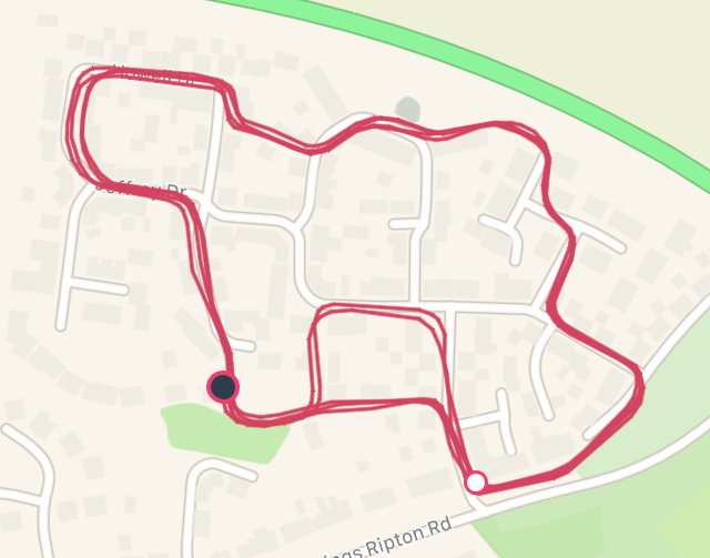A map from Fitbit of my run